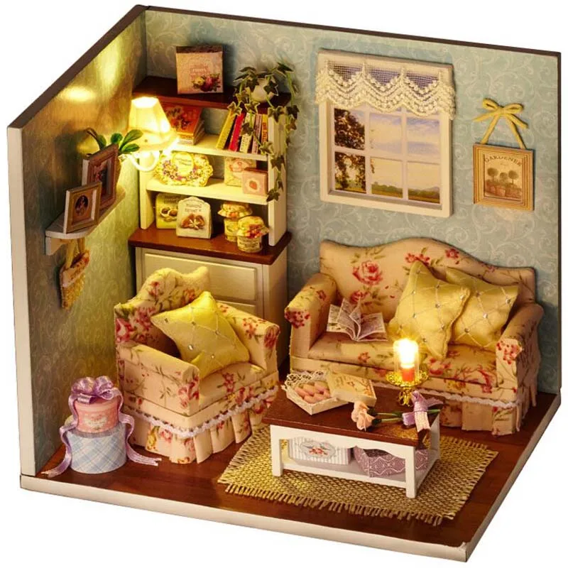 

Doll House DIY Handmade Wooden Miniatura Furniture 3D Miniature Dollhouse Toys Lover Girlfriend Valentine Gifts - Happy Meeting