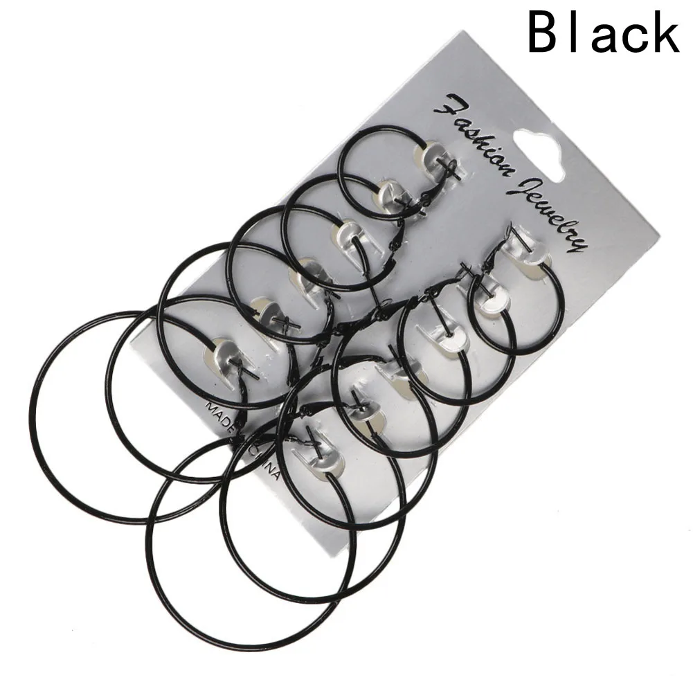 

6 Pairs/Set Vintage Dangle Big Circle Hoop Earrings Women Steampunk Ear Clip Colorful Sexy Fascinating Big Circle Earring
