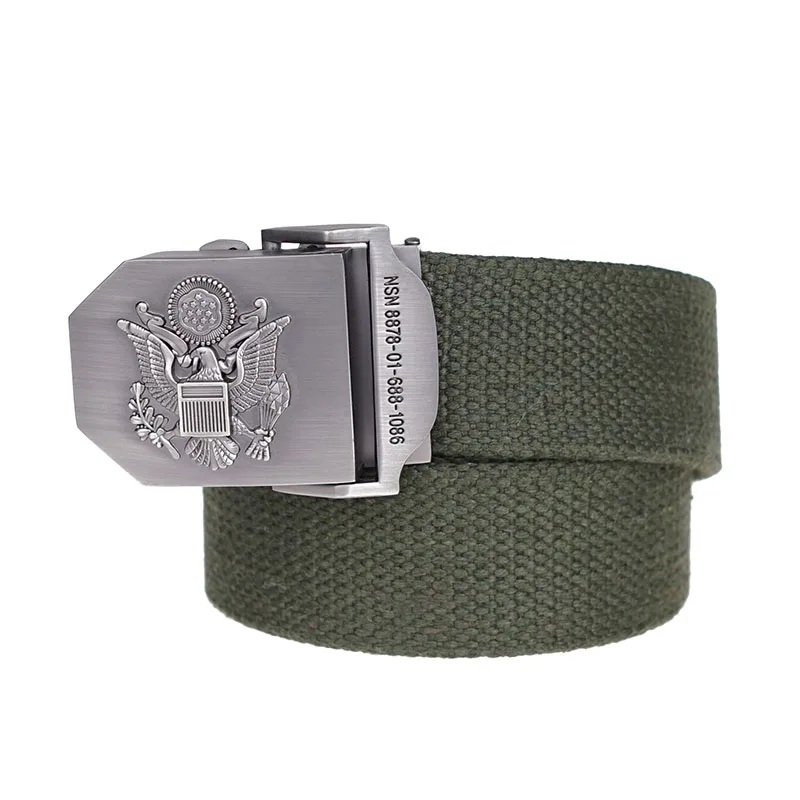 

Seabigtoo Badge logo Canvas Belts for men women Woven Casual Tactical Army belts Automatic Buckle Belts male female strap sash