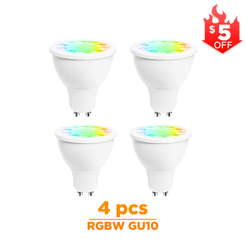 5 Вт RGBW LED точечный светильник светодиодный GU10 AC100-240V ZIGBEE звено, светлый zll мост RGB smart app управление работает с Amazon Echo и многие ворота - Испускаемый цвет: 4 pcs rgbw gu10