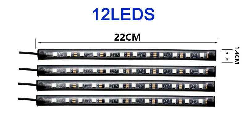 4 шт 12V светильник салона RGB Светодиодные ленты лента 5v 12 v музыки/ИК/приложение Управление Авто декоративная Гибкая комплект противотуманных фар неоновый шнур