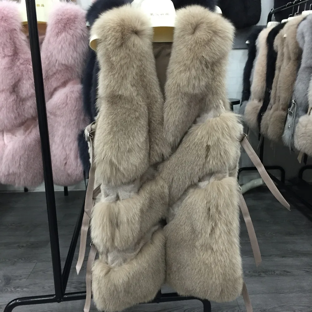 Sale SQXR FUR Real Fox Fur Vest Women  New Fashion Genuine Fox Fur Coat Gilet  Jacket Winter with mink fur vest 8