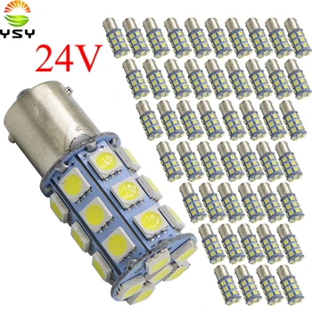

YSY 50X 24V Auto LED Car Brake Bulb S25 1156 Ba15s P21W 27SMD 5050 Backup Turn Signal Tail Light Red White car styling