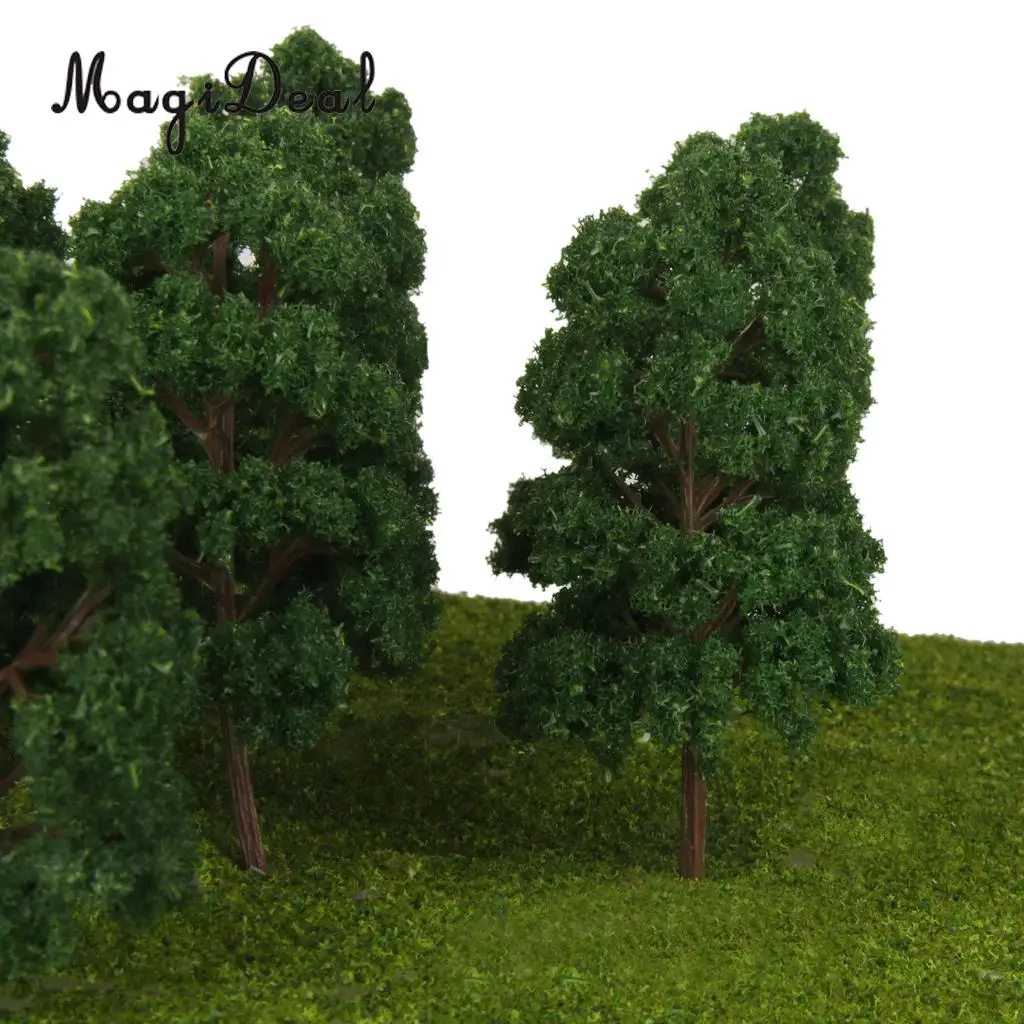 MagiDeal 10Pcs Plastic Model Trees Train Railway Wargame Diorama Architecture Village Layout HO Scale for Classroom House Decor