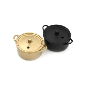 

Dollhouse Miniature Kitchen Utensil Cookware Metal Casserole Dish Stew Pan Stockpot 12th Scale
