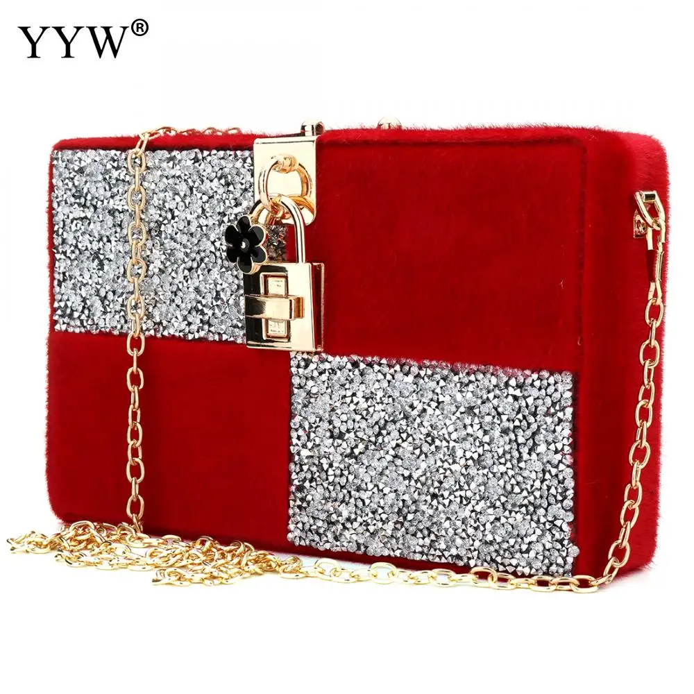 

Geometric Clutch Bag For Women Night Brand Luxury Women'S Velvet Clutches Handbags Evening Party Bag Lady Chain Shoulder Bag