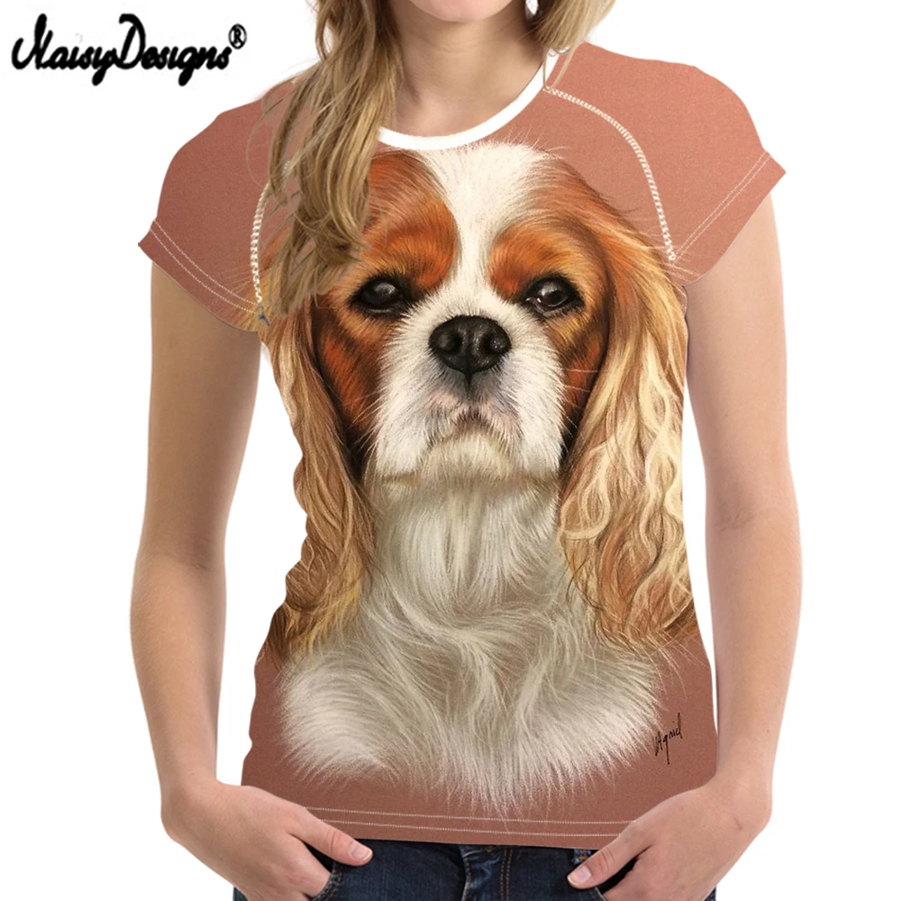 Женская футболка с короткими рукавами NoisyDesigns Kawaii Cavalier King Charles мягкая модная 2019 |