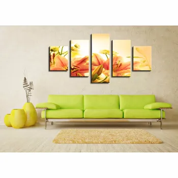 

5pcs/set 5D Diy Diamond Painting Full Resin Pasted Embroidery Cross Stitch Kits Home decor Warm lily flower Needlework DW983