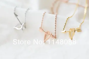 

Hotting Sale gold silver Elaborate rose arrow heart Romantic pendant necklace wedding gift