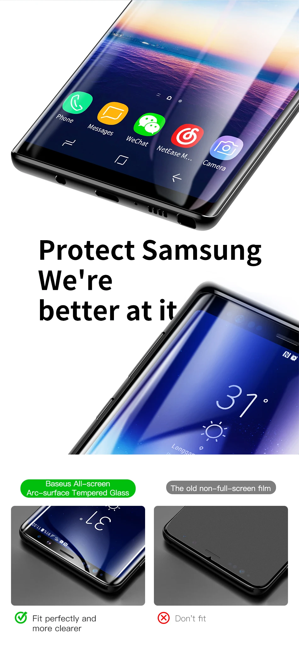 Защитная 3D поверхность Baseus для samsung Note 9 0,3 мм, тонкое закаленное стекло 9H для samsung Galaxy Note 9, защитное стекло