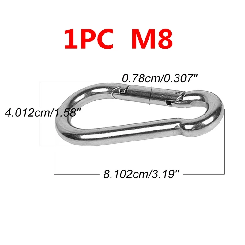 1/2/3/4/10 шт. M6 M8 замок карабины быстра петля Нержавеющая сталь пружинный зажим крюк Мультитул альпинистская Пряжка кемпинга - Цвет: 1Pcs M8