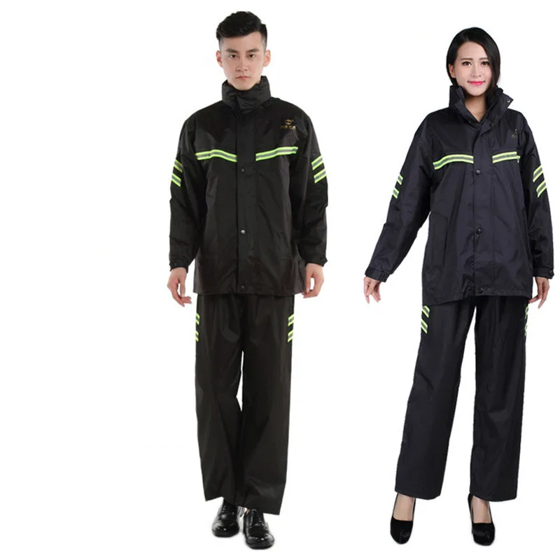 Fashion high quality split raincoat rain pants motorcycle hiking work rain safety reflective 