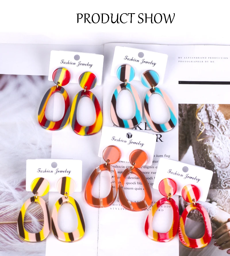 YUQINQIN Classic Drop Earrings for Women Acrylic Earrings Female Big Long Geometric Dangling Fashion Elegant Resin Earring 2018 (3)