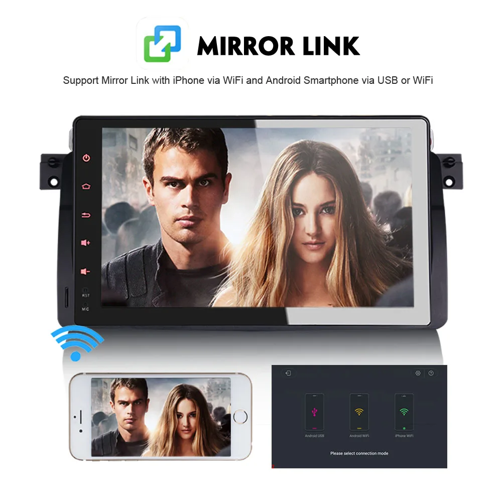 Perfect 9"Autoradio Android 8.0 DAB+ GPS Radio RDS BT SD Bluetooth DVR DVB-T2 4G WiFi Sat Navi USB For BMW 3er E46  Car Stereo 2