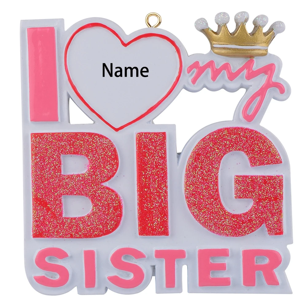 I Love my Big Brother Sister Polyresin Glitter Christmas Tree Ornament Personalized Gifts For Party Holiday Home Decoration