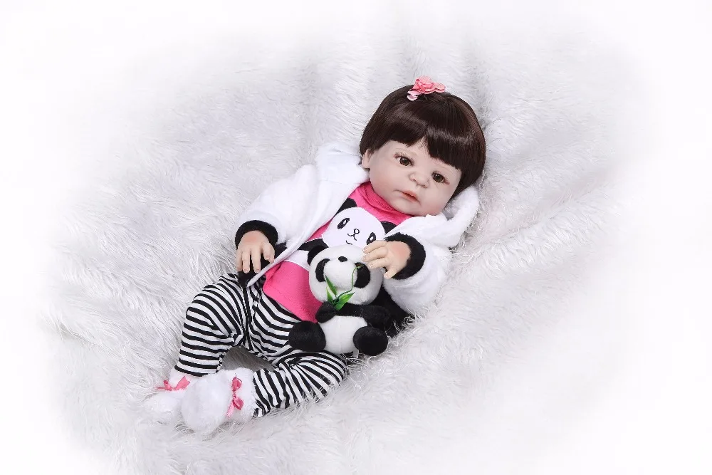 Силиконовая кукла NPK boneca reborn 56 см полностью виниловая силиконовая Reborn детские