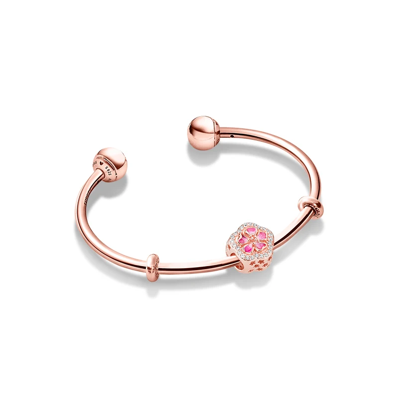

100% 925 Pure Silver Original Reproduction 1:1 Peach Full Flower Bracelet Manufacturers Direct Batch Free Postage
