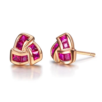 

2014 New GVBORI Natural 18K Gold Ruby Earrings For Wedding Women Fine Jewelry Valentine gift Fashion Design