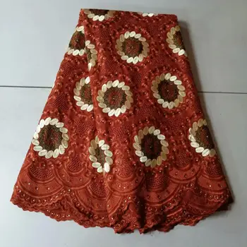 

African Dry Lace Fabrics High Quality Cotton Lace For Men Cotton Dry Lace Fabric Swiss Voile Lace In Switzerland Wine Red Gold