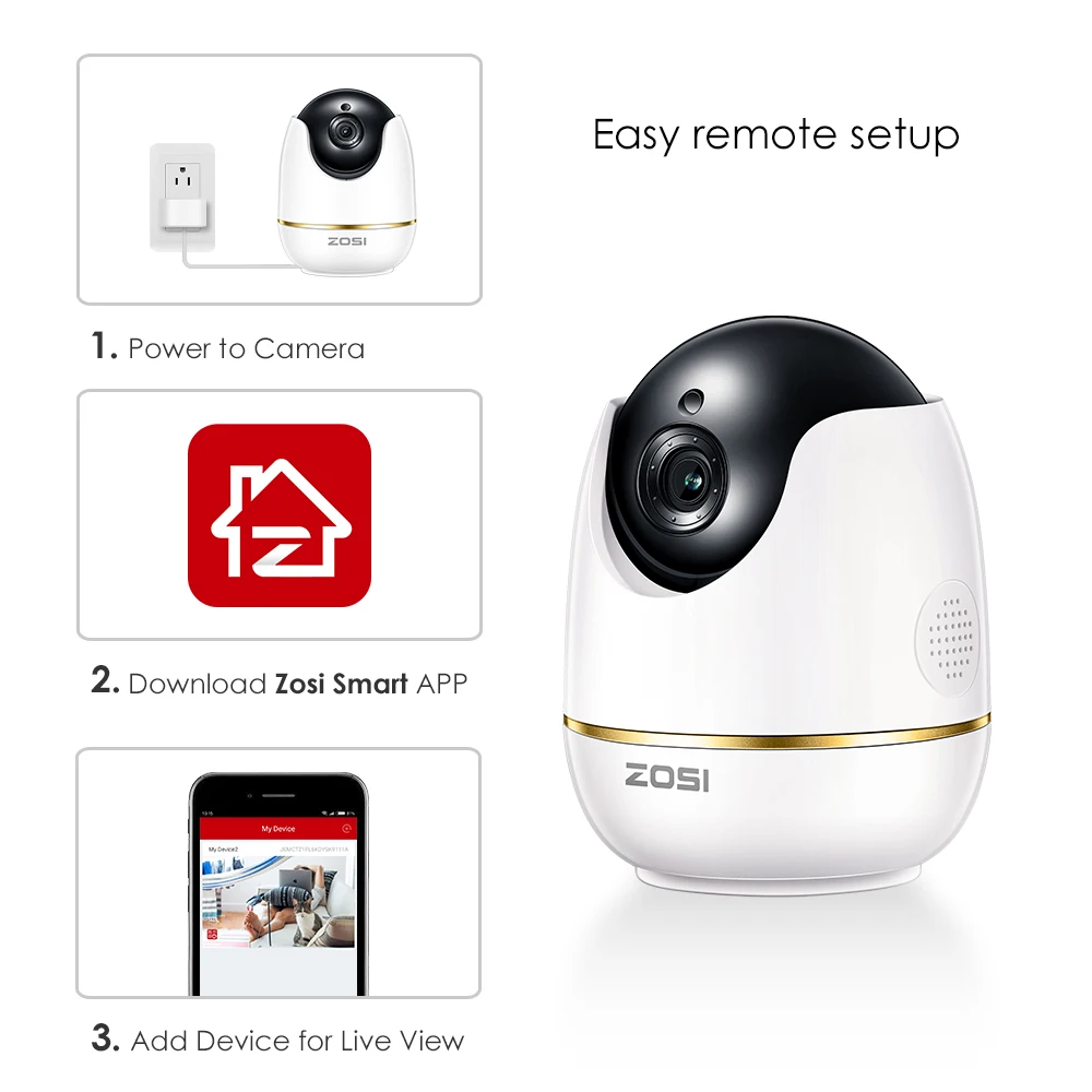 ZOSI 1080P HD Wifi беспроводная домашняя ip-камера безопасности 2.0MP ИК-Сеть CCTV камера видеонаблюдения с двусторонним аудио Радионяня