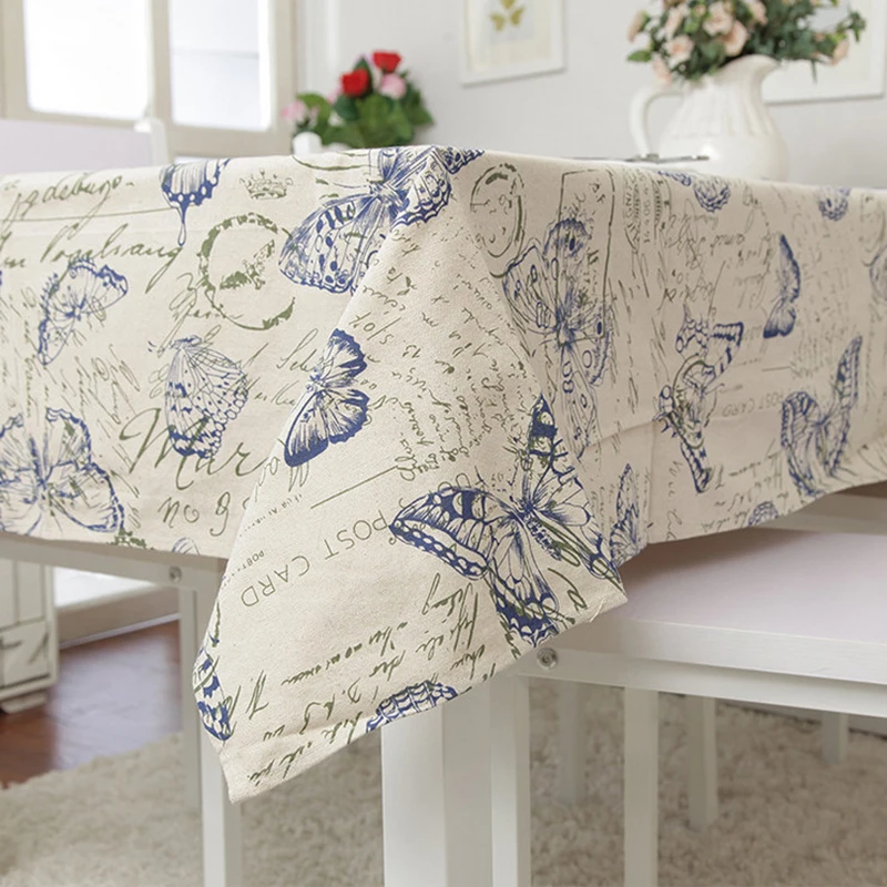 Mantel de lino mantel mantel mantel rojo vino butterfly print mesa ... Mesas para el hogar para cocina comedor
