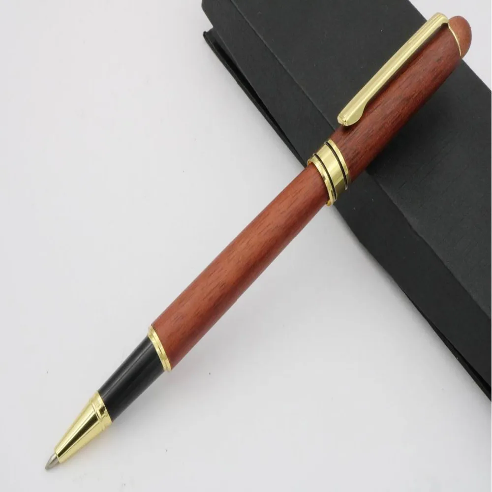 

office GIFT Red Wooden PEN With golden Trim Rollerball Pen