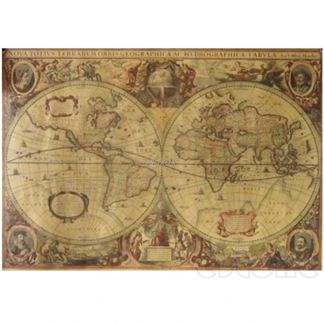 71x50 cm vintage globe oude wereldkaart matte bruin papier poster