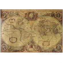 71x50cm globo Vintage Mapa del viejo mundo papel Marrón mate Poster decoración de la pared del hogar venta al por mayor y Dropship