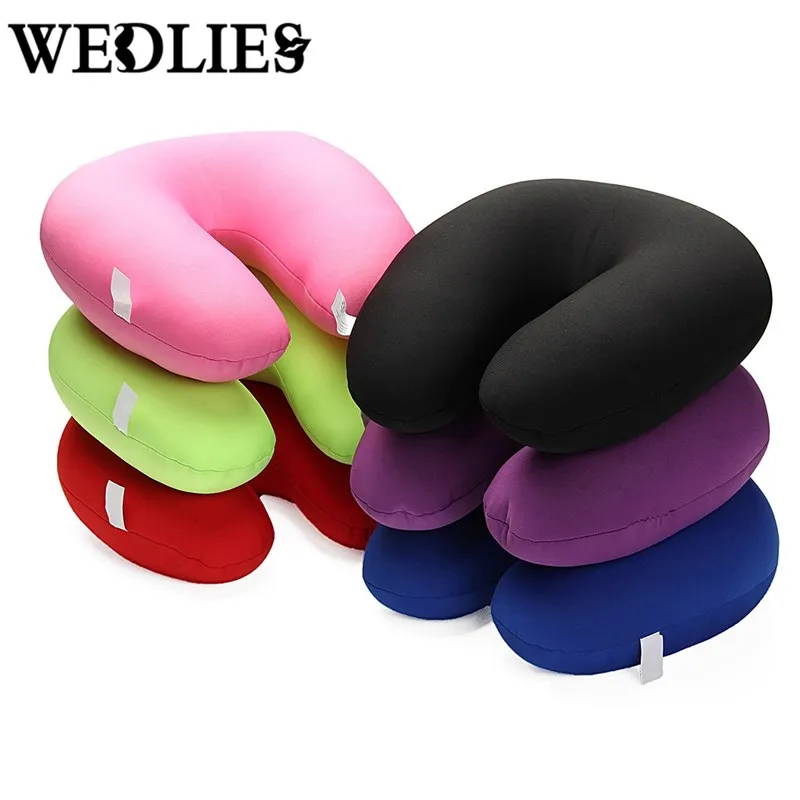 U Shaped Travel Pillow Pure Color Rest Pillow Microbead Cushion