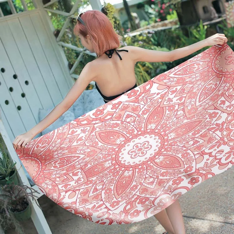 

Microfiber Beach Towel Large Women Swimming Pool Bath Surf Fast Dry Mat Summer Custom Travel Blanket Mandala serviette de plage