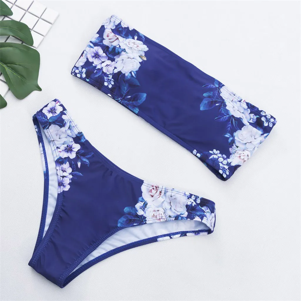 

Swimwear Women Blue Bikini 2019 Sexy Bikini Push Up Print Bathing Suit Women Beackwear Swiming Suit Womens Bikinis 2019 Mujer