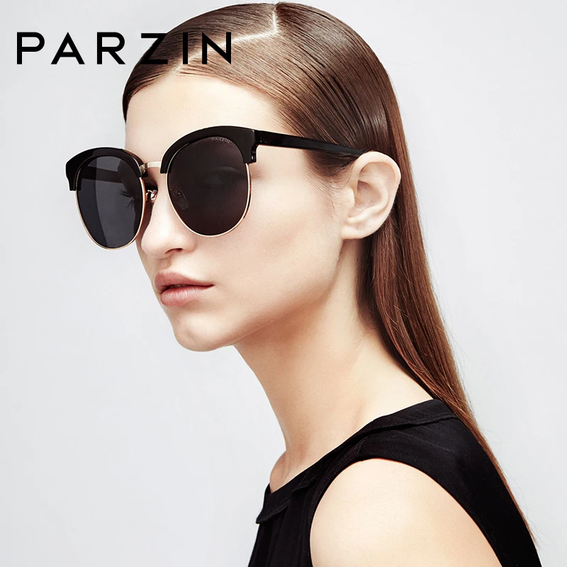 

PARZIN Brand Polarized Women Sunglasses Classic Retro Floral Plastic Titanium Big Frame Shield Anti UV400 New Quality 9635