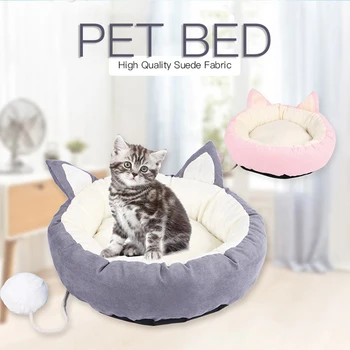 

idYllife Cat Bed Kitten House Mat Pet Cute Soft Winter Bed Mini Puppy Comfortable Mat Warm Cotten Dog Supplies with Cat ear