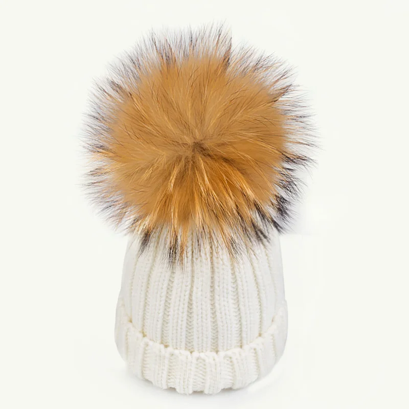 Evrfelan детские зимние шапки, шарф для вязаные шапки для девочек, шапка с помпоном из натурального меха лисы, детская шапка, вязаная зимняя шапка, комплект из 2 предметов - Цвет: white1