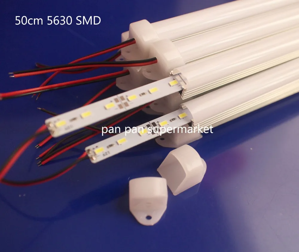 5 шт. 50 см DC12V SMD 5630/5730 светодиодный светильник с жесткой светодиодной полосой+ крышка из поликарбоната светодиодный светильник(теплый белый/холодный белый