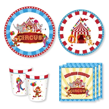 

Cartoon Animals Plates Napkin Disposable Tableware Baby Shower Kids Birthday Party Favors Carnival Circus Party Decorations Sets
