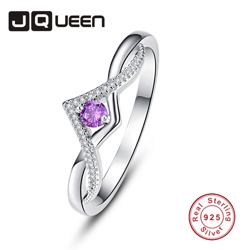 

JQUEEN Amethyst White Zircon Rings For Women Silver Ring 925 Jewelry Pave Setting Crystal Jewelry Bijoux Femme