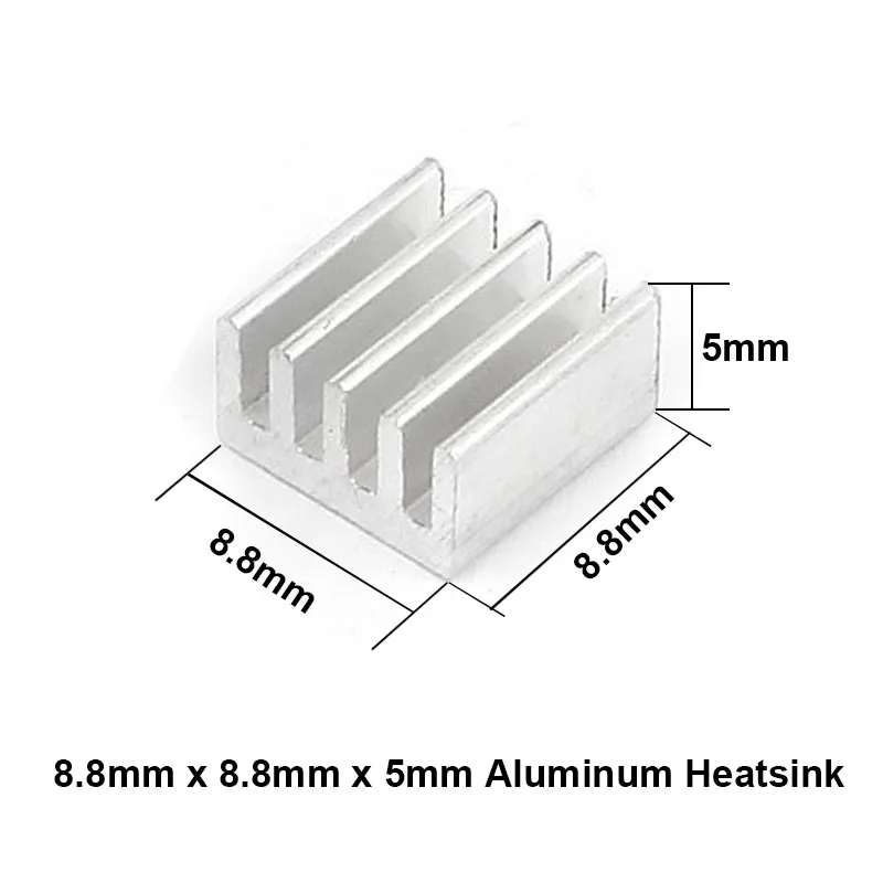 En-Labs 50 шт./лот алюминиевый радиатор 8,8x8,8x5 мм электронный чип охлаждения радиатора кулер для процессора, ОЗУ, GPU, A4988 чипсет теплоотвод