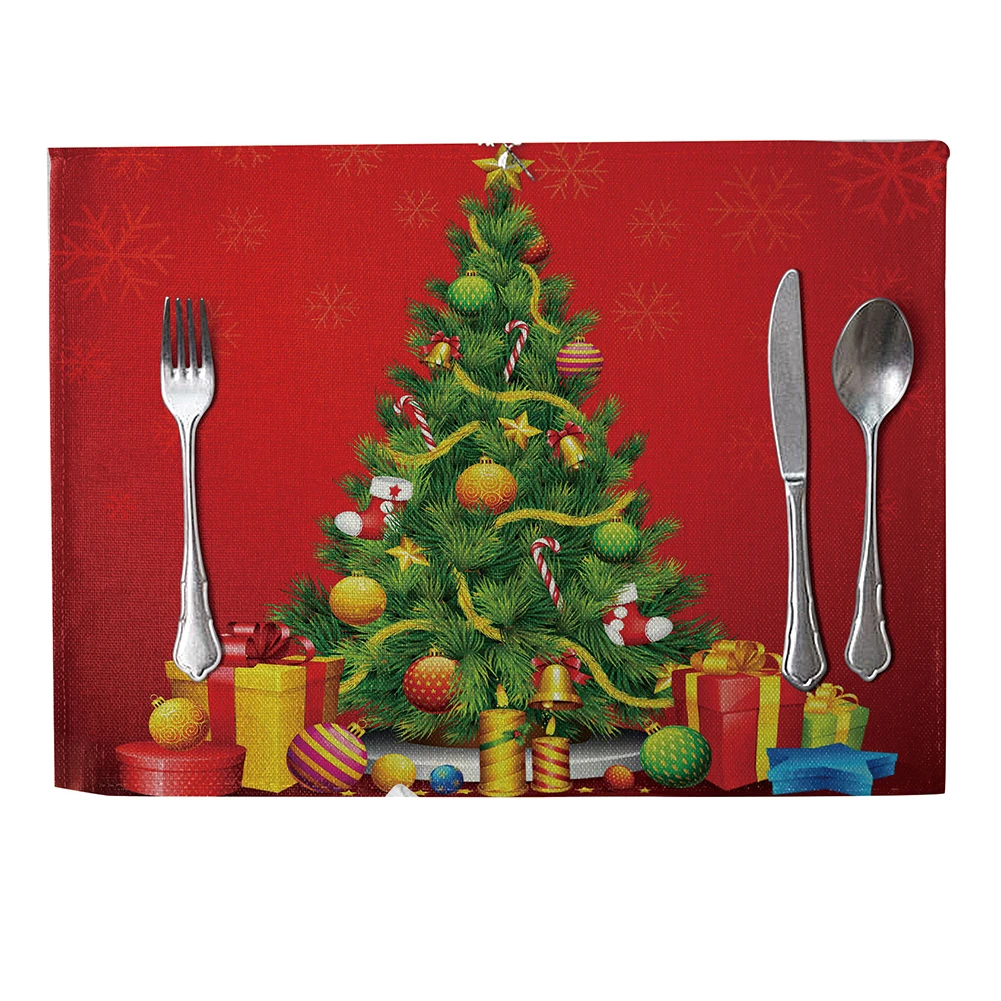 Christmas Tree Heat Insulation Mat Linen Placemat Kitchen Dining Table Decor Christmas Tree Heat Insulation Mat Linen Placemat Kitchen Dining Table Decor