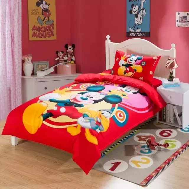 Red Mickey Mouse bedding sets single twin size bed comforter duvet