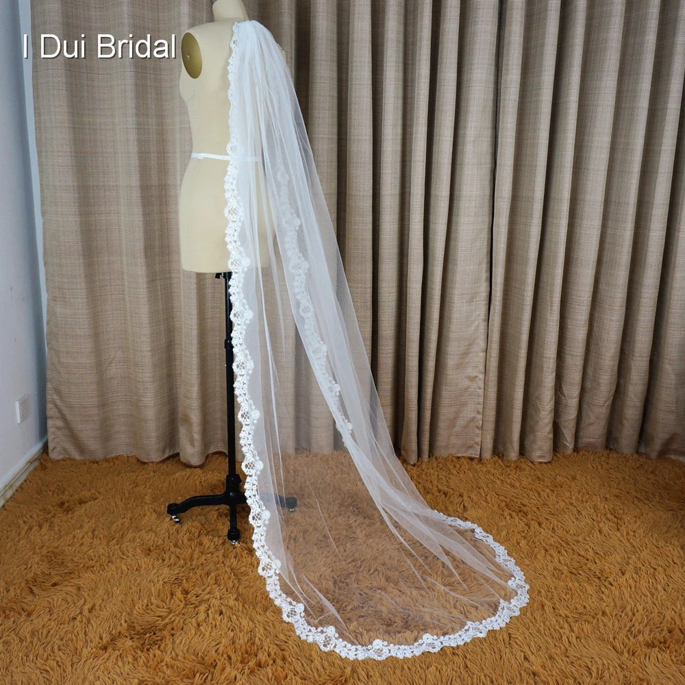 

Wedding Veil 2 Meter Long Soft Tulle Lace One Layer Hair Accessory Cover New Style Real Photo