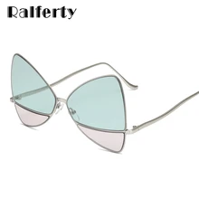 Ralferty, солнцезащитные очки для девушек, Для женщин Overized уникальный нерегулярные солнцезащитные очки Брендовая дизайнерская обувь из камня-капельки прозрачно-зеленого цвета Треугольники Oculos B016