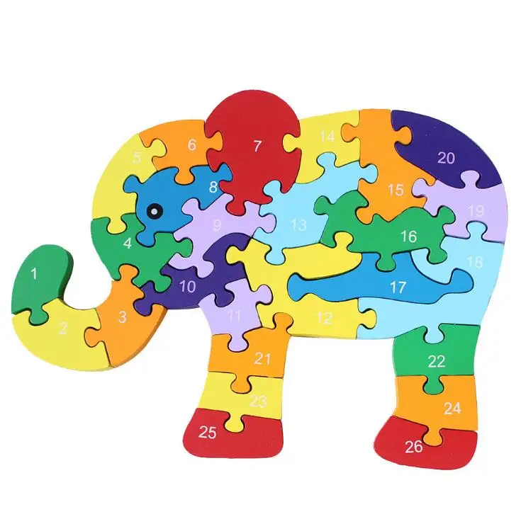 elefante de madeira jigsaw