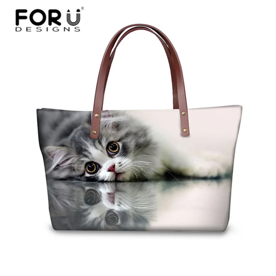 

FORUDESIGNS Cat Tote Bag Women Handbag Lady Casual Shoulder Messenger Bags black cat Cross-body Bag For Woman Bolsas Femininas