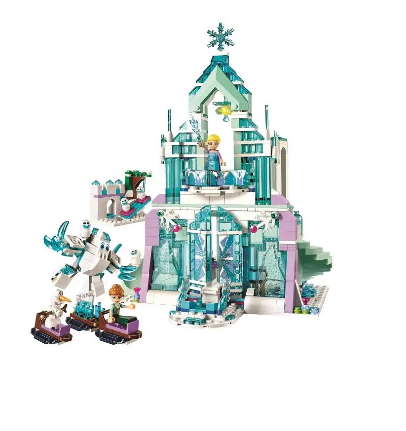 

709pcs legoinges Friends Elsa Magical Ice Palace Castle Anna Olaf Girl Building Block Compatible 41148 Brick Toy