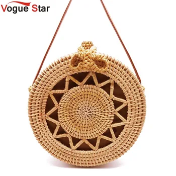 

2020 Round Straw Bags Women Summer Rattan Bag Handmade Woven Beach Cross Body Bag Circle Bohemia Handbag Bali L24