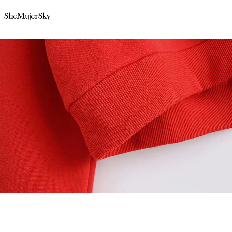 Женская толстовка с вышивкой SheMujerSky красные пуловеры в цветочек осень 2018 худи