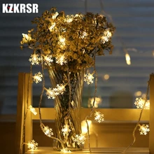 KZKRSR Снежинка Свадьба для рождественвечерние вечеринки декор Открытый Фея свет шнура лампы теплый белый многоцветный синий USB Powered 10 м 60 светодио дный