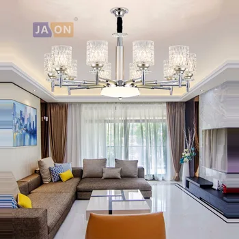 

led e14 Postmodern Iron Crystal Glass Gold Chandelier Lighting Lamparas De Techo Suspension Luminaire Lampen For Foyer Bedroom