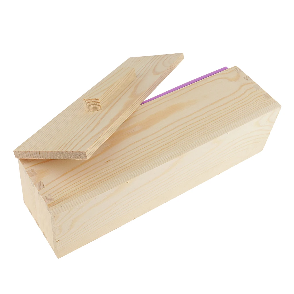 Handmade Soap Making Silicone Soap Mold Wood Box & Wooden Stainless Steel Soap Cutter Loaf Slicer & Clear Melt & Pour Soap Base